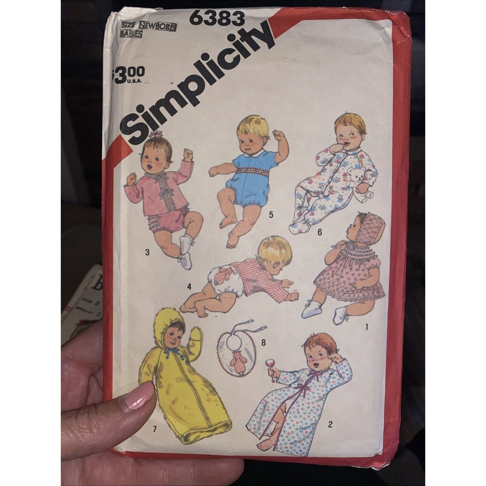 Simplicity 6383 Babies Layette Vintage 1983 Size Newborn Cut Complete